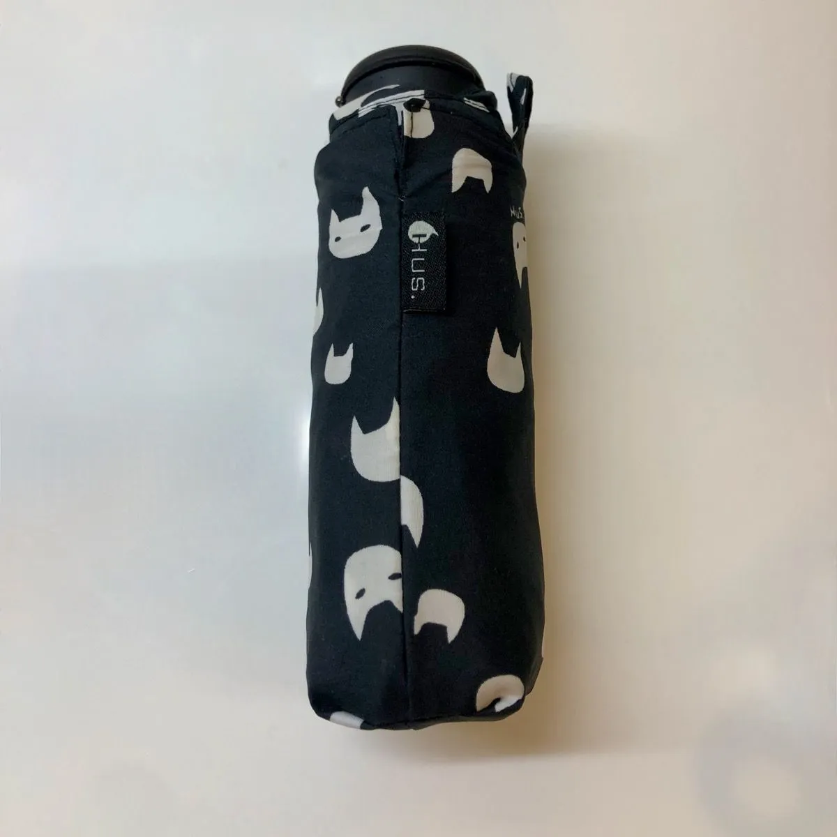 HUS 白貓黑底晴雨兼用折疊傘